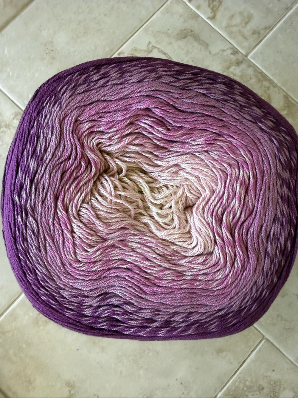 Yarn Art Flowers Gradient Purple to Cream Ombre Yarn Cake - Premium Home Art